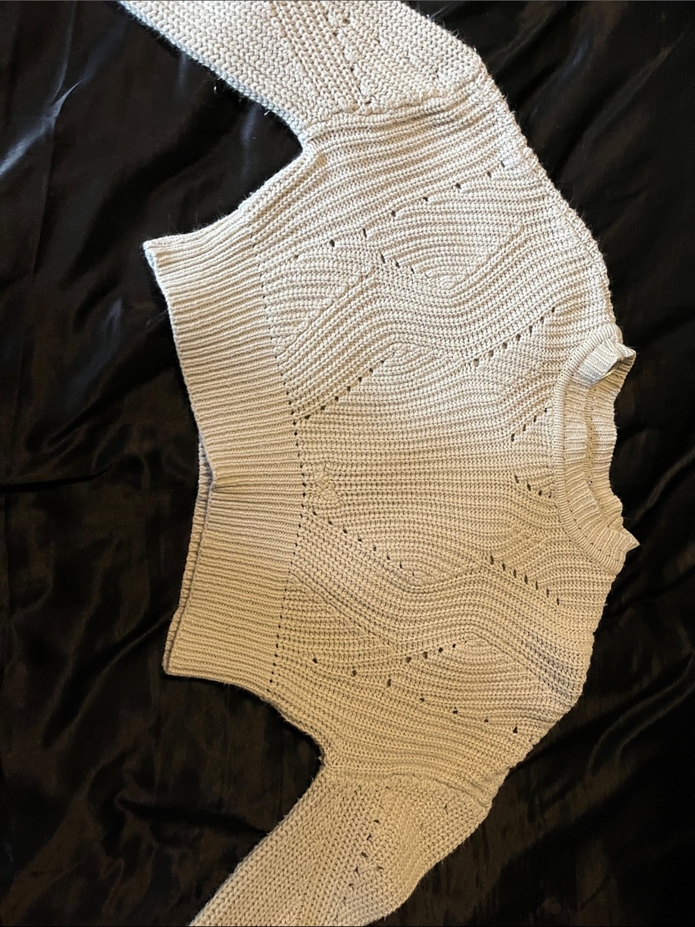 Women's Cream Textured Crewneck Sweater